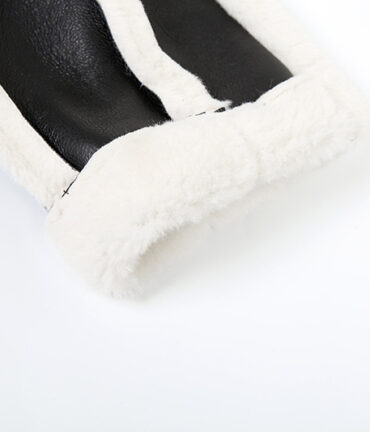 Faux Leather Fur Collar Cropped Coat