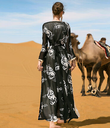 Arabian Flower Dress With Belt And Robe