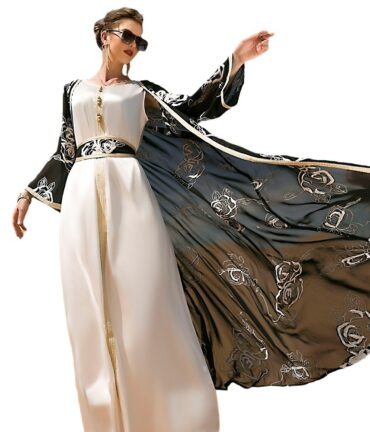 Arabian Flower Dress With Belt And Robe