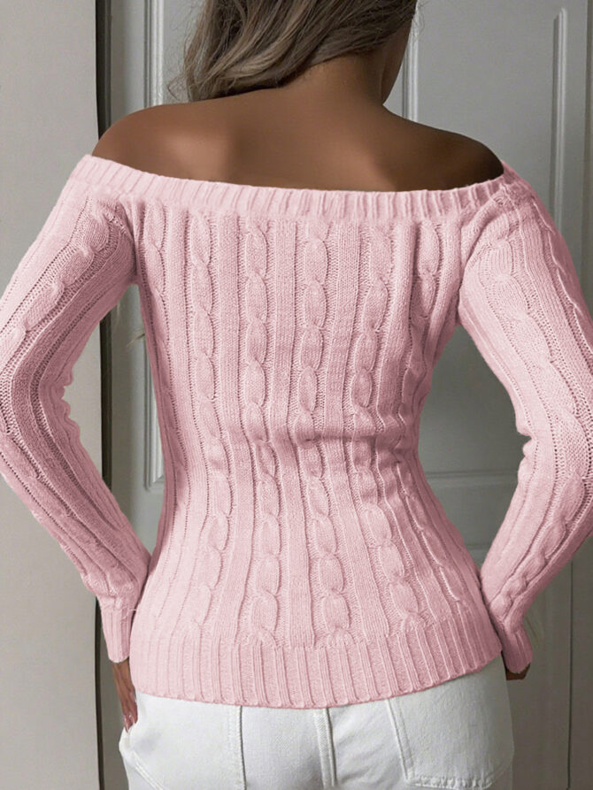Minimalist off Shoulder Sleeve Sweater - Image 9