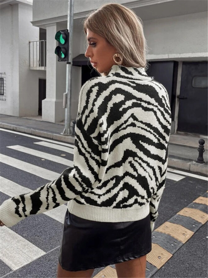 Pullover Zebra Pattern Sweater - Image 7