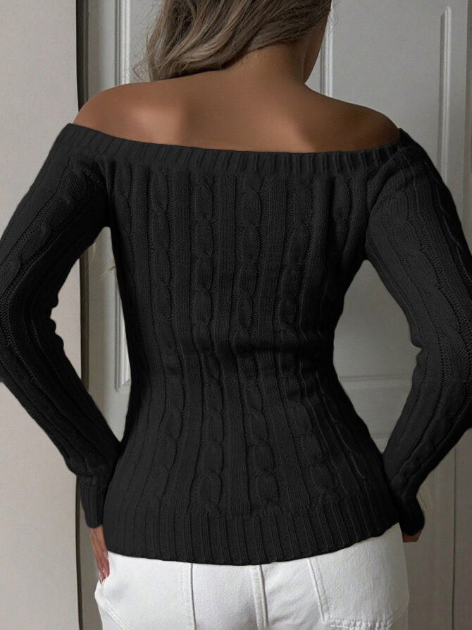 Minimalist off Shoulder Sleeve Sweater - Image 12