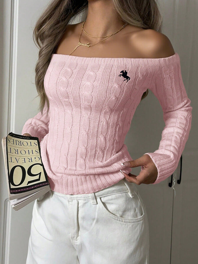Minimalist off Shoulder Sleeve Sweater - Image 7