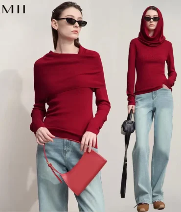 Women's Sweater Christmas Minimalist Slim Knitted Top Women Long-sleeved Versatile Pullover Tops