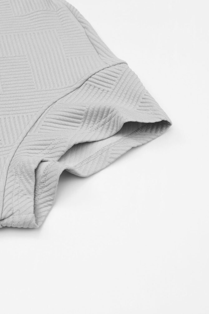 gray textured loose fit t shirt and drawstring pants set