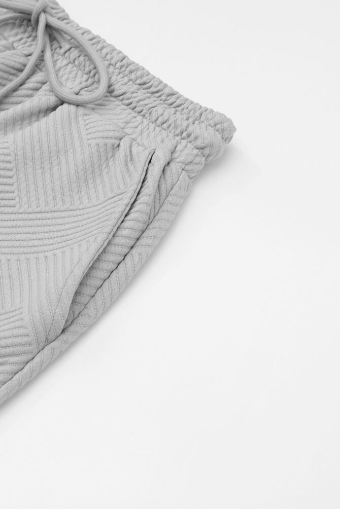 gray textured loose fit t shirt and drawstring pants set