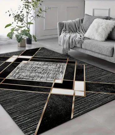 light luxury geometric shape carpet home decoration bedroom living room entrance bedside kitchen dark gray indoor furry carpet
