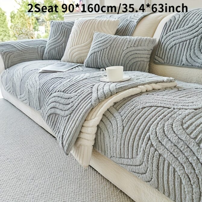 1pc uyeaovlx plush non slip sofa cover bohemian modern minimalist pet friendly dust proof sofa protector, machine washable polyester fabric, fits 3/2/4 seater & sectional sofas, vintage style for living room, bedroom, office decor