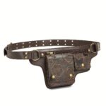 women's adjustable waist bag convertible crossbody purse with floral pattern, zipper closure & snap button, synthetic faux leather belt bag for everyday, formal, travel coffee brown/black, crossbody purse, everyday accessory, vintage style, polyester lining, fashion accessory, retro design, durable material, compact handbag, fashion lovers