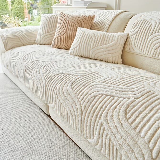 1pc uyeaovlx plush non slip sofa cover bohemian modern minimalist pet friendly dust proof sofa protector, machine washable polyester fabric, fits 3/2/4 seater & sectional sofas, vintage style for living room, bedroom, office decor