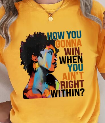 Portrait Graphic Print T-Shirt with Inspirational Quote