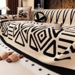 1pc new bohemian style sofa protector, vintage interlaced comfortable sofa blanket, suitable for pets, anti slip protection, luxury thick velvet sofa cover, machine washable soft plush furniture decoration, applicable to armchairs, double sofas, three seaters, four seater, combination sofa