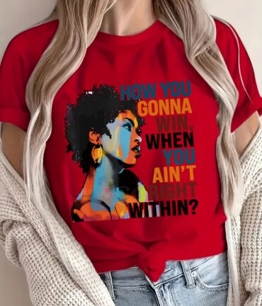 Portrait Graphic Print T-Shirt with Inspirational Quote