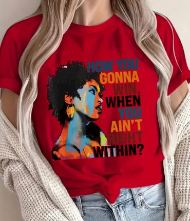 Portrait Graphic Print T-Shirt with Inspirational Quote