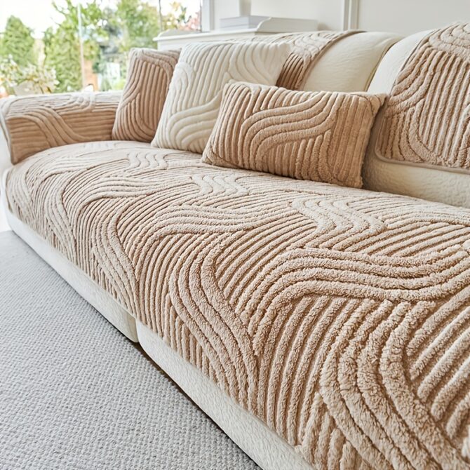 1pc uyeaovlx plush non slip sofa cover bohemian modern minimalist pet friendly dust proof sofa protector, machine washable polyester fabric, fits 3/2/4 seater & sectional sofas, vintage style for living room, bedroom, office decor