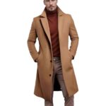 men's slim fit solid lapel long trench coat heavy duty winter coat with belt, structured lapel collar & notch, business casual & formal outerwear, classic notched lapel, tailored fit for autumn/winter, durable non stretch fabric (black/ navy/ brown/ grey/ beige) versatile for casual attire & formal events, elegant long coat for men with functional belt, minimalist design, and sophisticated solid color for professional casual outfits, winter coats for men, elegant coat for men, men