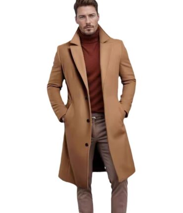men's slim fit solid lapel long trench coat heavy duty winter coat with belt, structured lapel collar & notch, business casual & formal outerwear, classic notched lapel, tailored fit for autumn/winter, durable non stretch fabric (black/ navy/ brown/ grey/ beige) versatile for casual attire & formal events, elegant long coat for men with functional belt, minimalist design, and sophisticated solid color for professional casual outfits, winter coats for men, elegant coat for men, men