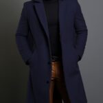 men's slim fit solid lapel long trench coat heavy duty winter coat with belt, structured lapel collar & notch, business casual & formal outerwear, classic notched lapel, tailored fit for autumn/winter, durable non stretch fabric (black/ navy/ brown/ grey/ beige) versatile for casual attire & formal events, elegant long coat for men with functional belt, minimalist design, and sophisticated solid color for professional casual outfits, winter coats for men, elegant coat for men, men