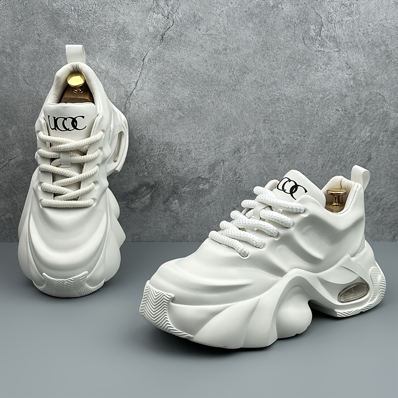 men's fashion dad sneakers versatile, anti slip thick soled sports shoes, durable pu upper with eva insole, lace up closure, ideal for all seasons, versatile athletic footwear|street style shoes|pu upper sneakers