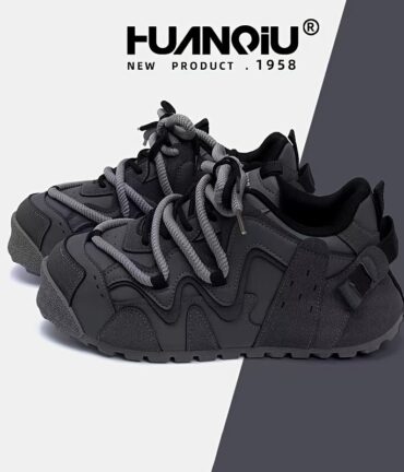 four seasons men's fashion thick sole sports shoes, preppy style casual sports shoes, low top lace up, anti slip and wear resistant, suitable for daily wear and outdoor activities