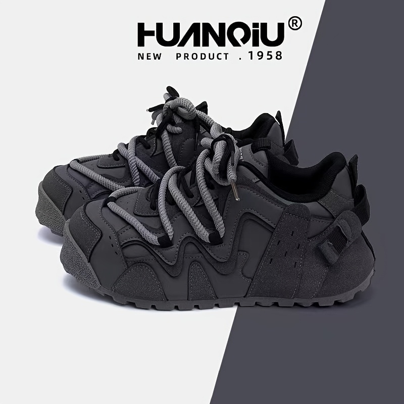 four seasons men's fashion thick sole sports shoes, preppy style casual sports shoes, low top lace up, anti slip and wear resistant, suitable for daily wear and outdoor activities