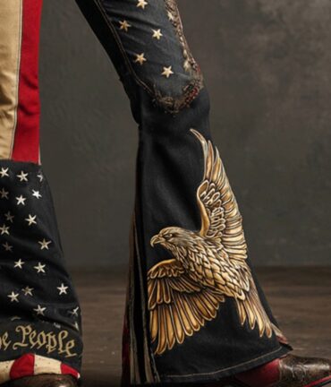 Women's Bohemian Denim-Style Flag -Inspired Outfit