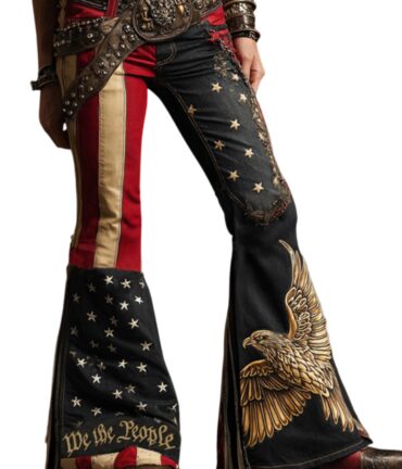 Women's Bohemian Denim-Style Flag -Inspired Outfit