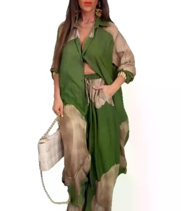 Casual Loose Shirt Wide-leg Pants Elegant Outfits