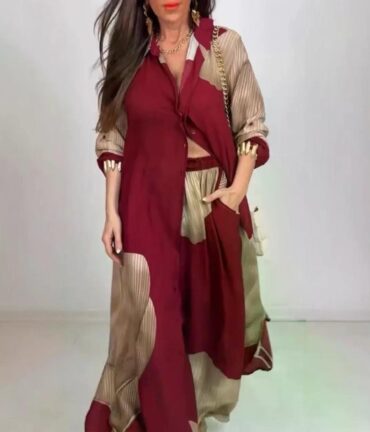 Casual Loose Shirt Wide-leg Pants Elegant Outfits