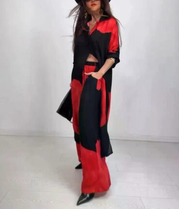 Casual Loose Shirt Wide-leg Pants Elegant Outfits