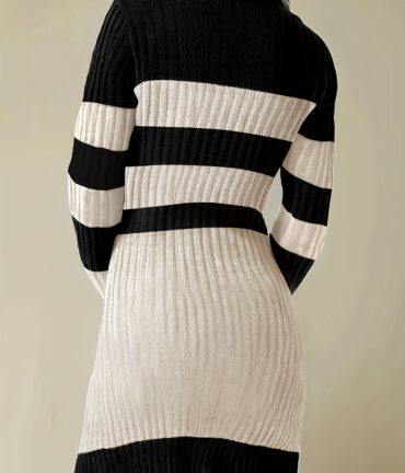 Elegant French-Style High Neck Dress