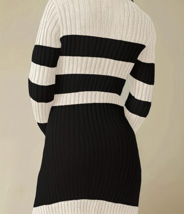 Elegant French-Style High Neck Dress