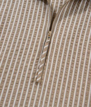 Khaki Stripe Zip up Mini Dress