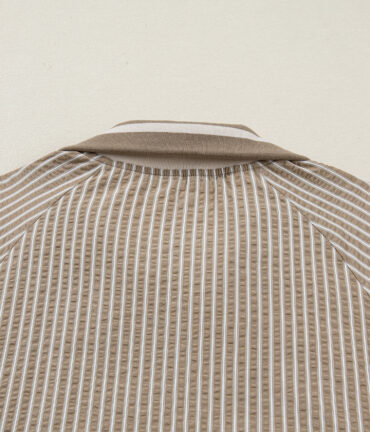 Khaki Stripe Zip up Mini Dress