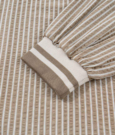 Khaki Stripe Zip up Mini Dress